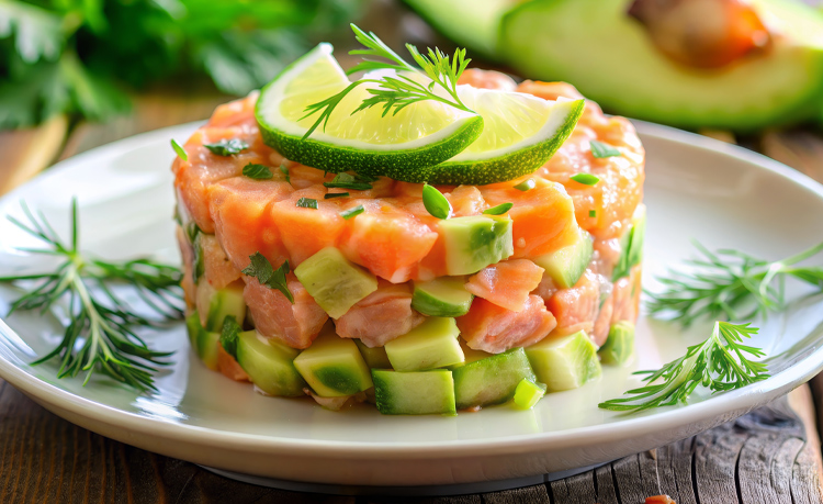 Photo d'un tartare de saumon agrumes et avocat